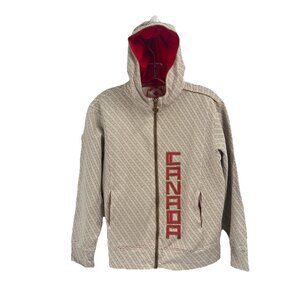 HBC Canada Olympic Team Full Zip Hoodie Beige Maple Leaf Youth Boys Sz 12